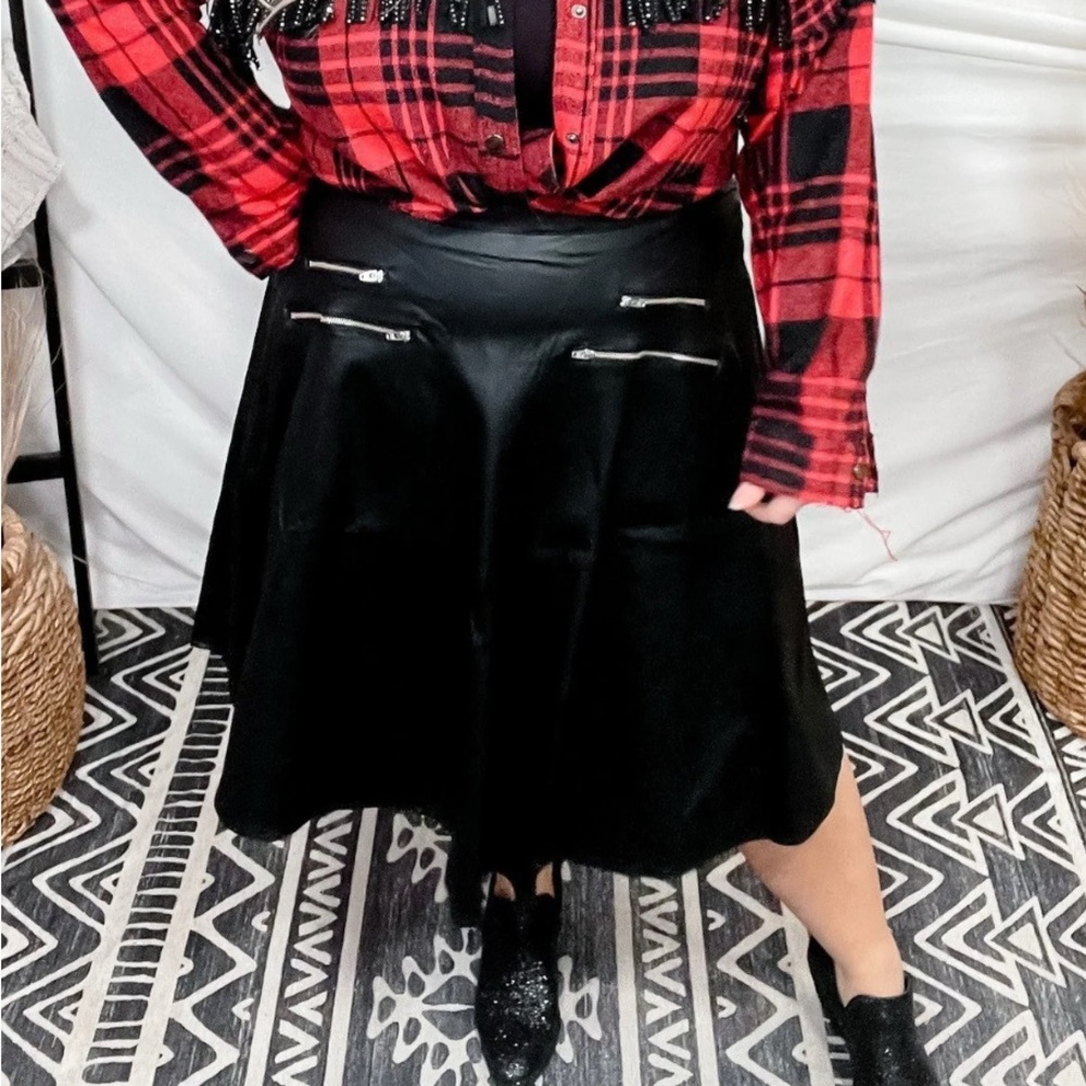 Unique Vintage Vegan Leather Vivienne Swing Skirt